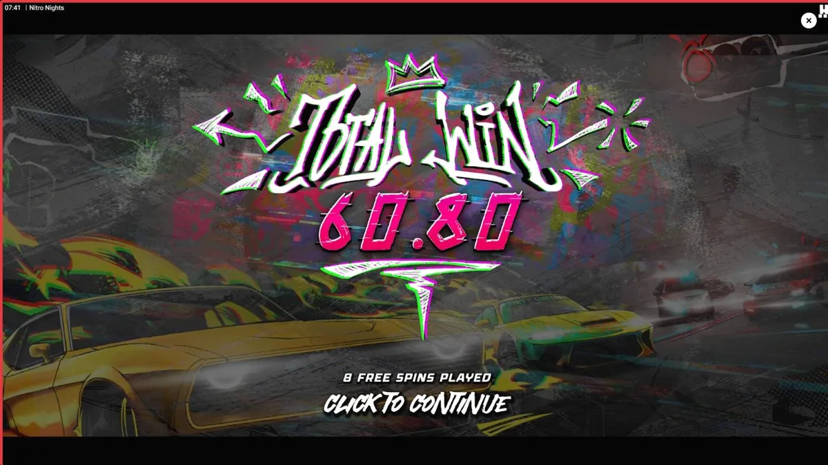 Tampilan visual neon dan mobil balap dalam slot Nitro Nights